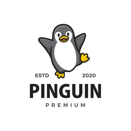 cute little pinguin cartoon logo vector icon illustrationのイラスト素材