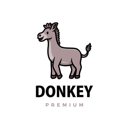 cute donkey cartoon logo vector icon illustrationのイラスト素材