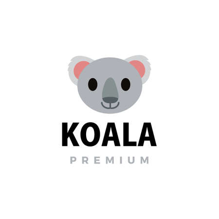 cute koala flat logo vector icon illustrationのイラスト素材