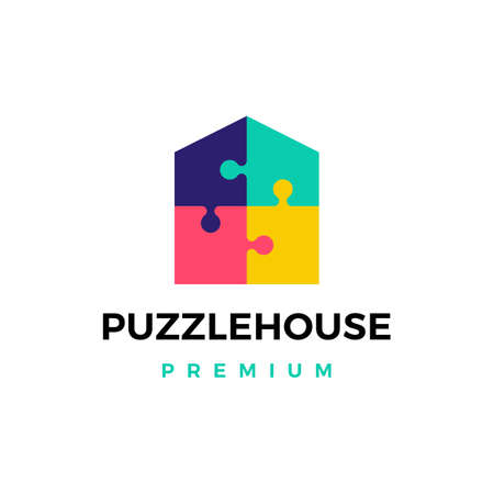 puzzle house logo vector icon illustrationのイラスト素材