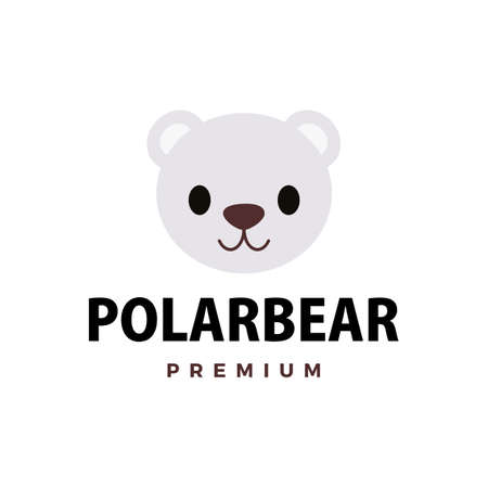 cute polar bear flat logo vector icon illustrationのイラスト素材