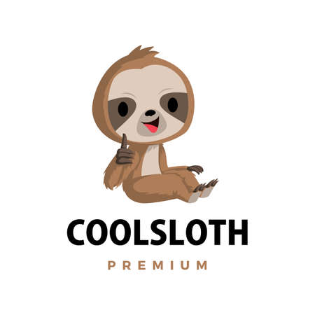 sloth thumb up mascot character logo vector icon illustrationのイラスト素材