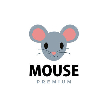 cute mouse flat logo vector icon illustrationのイラスト素材