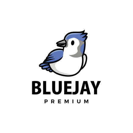 cute blue jay cartoon logo vector icon illustrationのイラスト素材