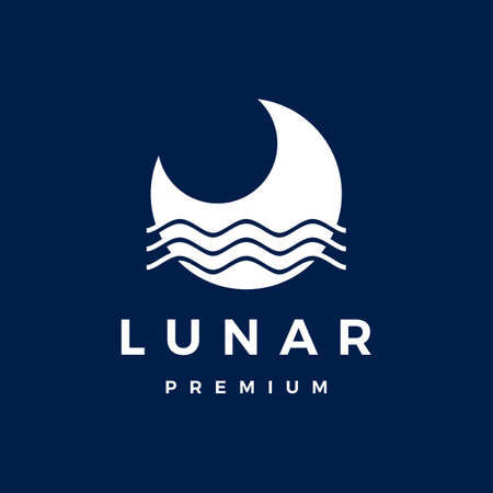 lunar crescent moon water sea logo vector icon illustrationのイラスト素材