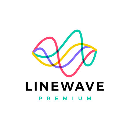 line wave flow abstract overlap color logo vector icon illustrationのイラスト素材