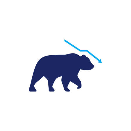 bear graph chart down arrow stock market logo vector icon illustrationのイラスト素材