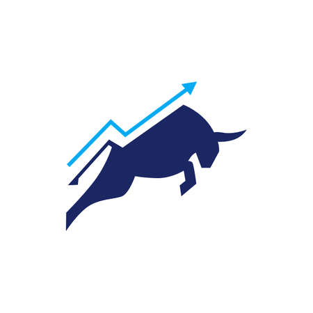 jumping bull graph chart arrow finance logo vector icon illustrationのイラスト素材