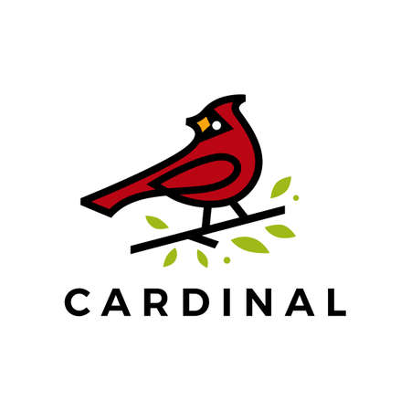 cardinal leaf line color fill logo vector icon illustrationのイラスト素材