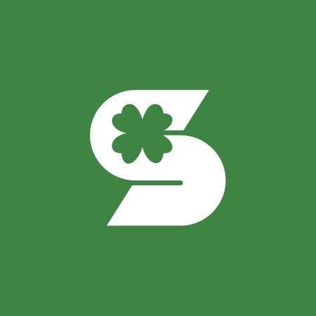 s letter mark clover leaf negative space logo vector icon illustrationのイラスト素材