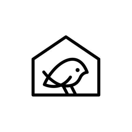 little bird house line monoline logo vector icon illustrationのイラスト素材