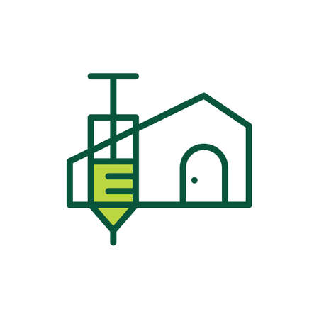 vaccine house home injection logo vector icon illustrationのイラスト素材