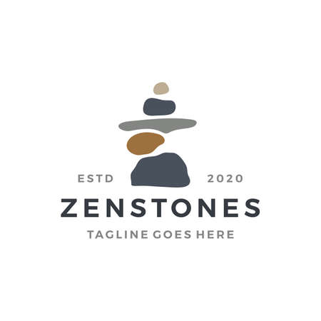 balancing zen stone logo vector icon illustrationのイラスト素材