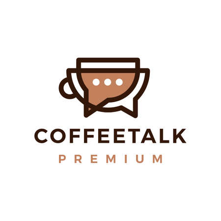 coffee talk chat bubble outline vector icon illustrationのイラスト素材