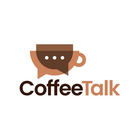 coffee talk chat bubble social overlay overlapping vector icon illustrationのイラスト素材