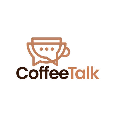 coffee talk chat bubble outline vector icon illustrationのイラスト素材