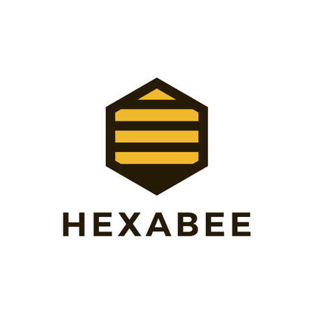 hexagonal bee honey logo vector icon illustrationのイラスト素材