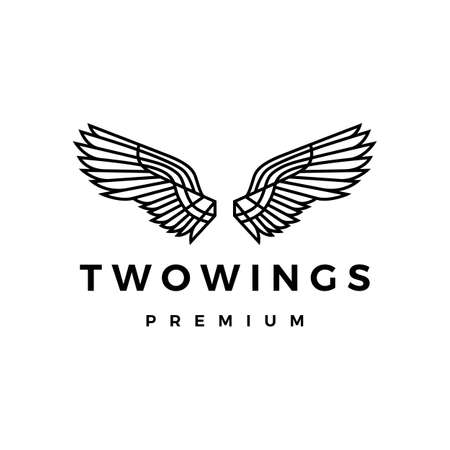 two wings line outline monoline logo vector icon illustrationのイラスト素材