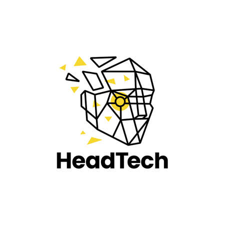 human head technology geometric polygonal vector icon illustrationのイラスト素材