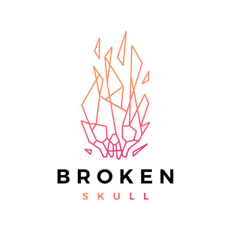 broken skull tech glass geometric polygonal vector icon illustrationのイラスト素材