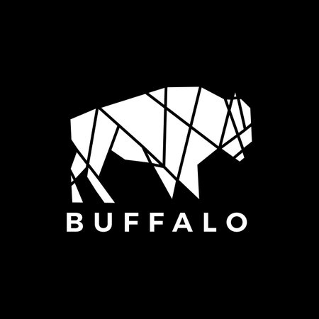 buffalo bison geometric polygonal logo vector icon illustrationのイラスト素材