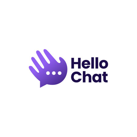 hello chat hand hi talk bubble logo vector icon illustrationのイラスト素材