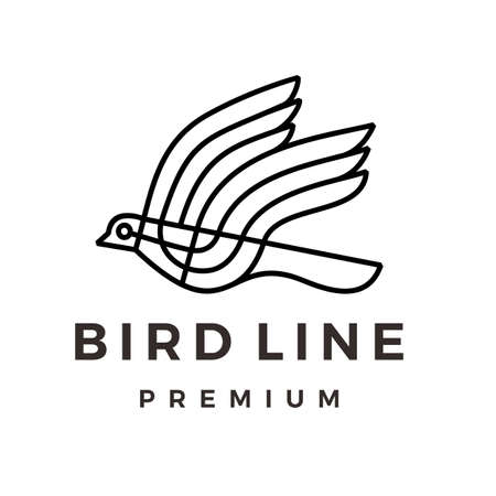 bird line monoline logo vector icon illustrationのイラスト素材