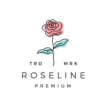rose line outline monoline logo vector icon illustrationのイラスト素材