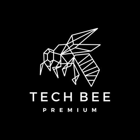 tech bee geometric polygonal logo vector icon illustrationのイラスト素材