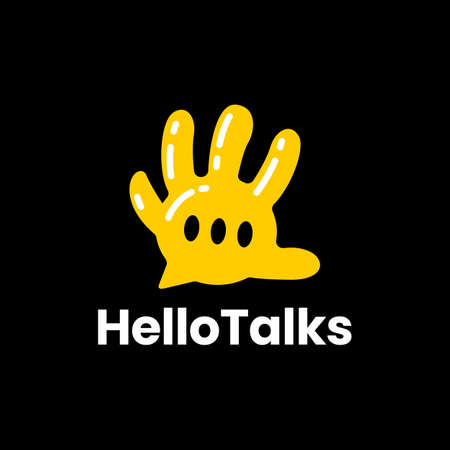 hello talk hand hi chat balloon high five logo vector icon illustrationのイラスト素材