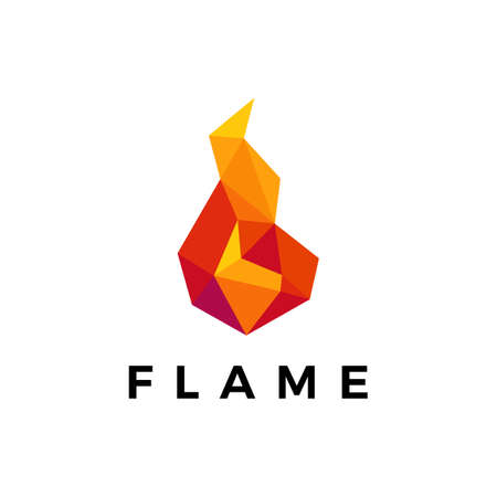 fire flame geometric polygonal logo vector icon illustrationのイラスト素材