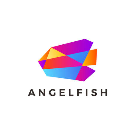 angel fish geometric polygonal gradient logo vector icon illustrationのイラスト素材