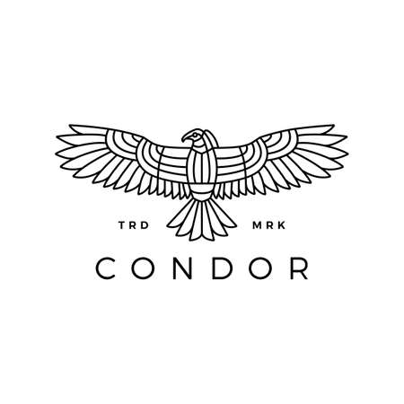 condor eagle bird monoline logo vector icon illustrationのイラスト素材