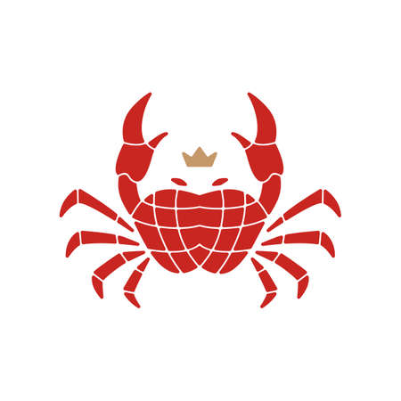 crab king crown logo vector icon illustrationのイラスト素材