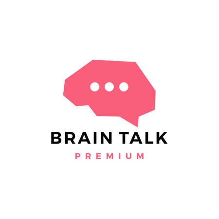 brain talk chat bubble think logo vector icon illustrationのイラスト素材