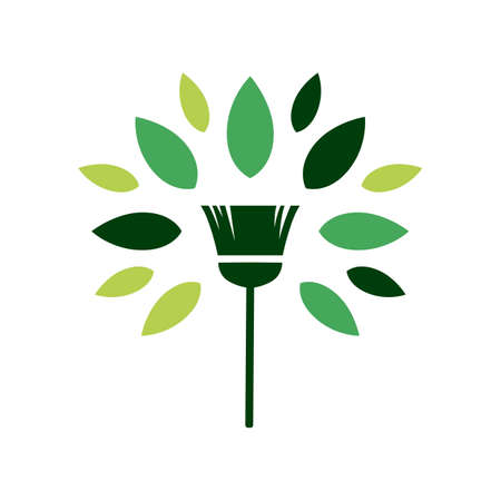broom tree leaf clean logo vector icon illustrationのイラスト素材