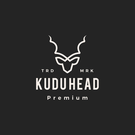 kudu head hipster vintage logo vector icon illustrationのイラスト素材