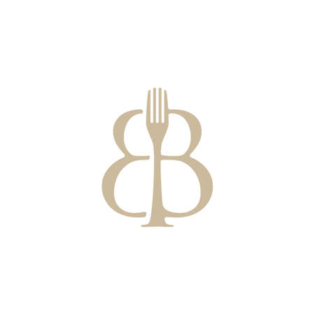 bb letter mark fork restaurant logoのイラスト素材