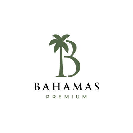 palm tree b letter mark logo vector icon illustrationのイラスト素材