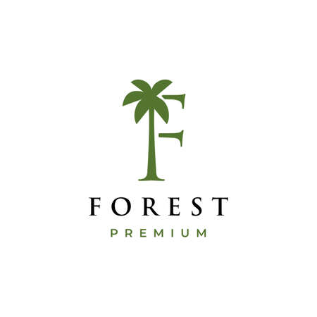 palm tree f letter mark logo vector icon illustrationのイラスト素材