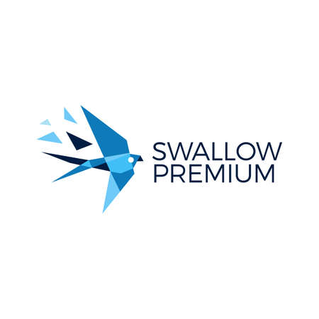 swallow bird geometric polygonal tech logo vector icon illustrationのイラスト素材