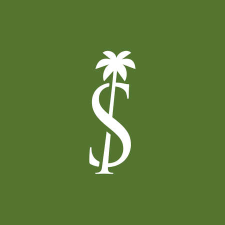 palm tree s letter mark logo vector icon illustrationのイラスト素材