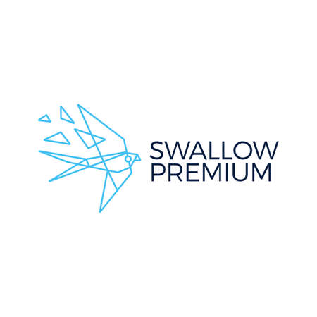swallow bird geometric polygonal tech logo vector icon illustrationのイラスト素材