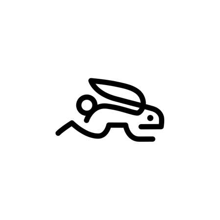 jumping rabbit hare bunny monoline logo vector icon illustrationのイラスト素材