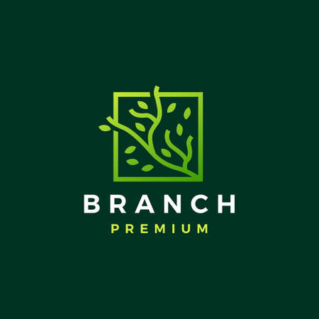 tree branch square leaf tree   icon illustrationのイラスト素材