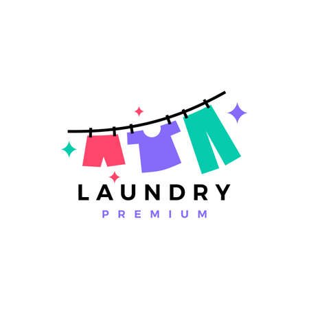 laundry drying clothes  icon illustrationのイラスト素材