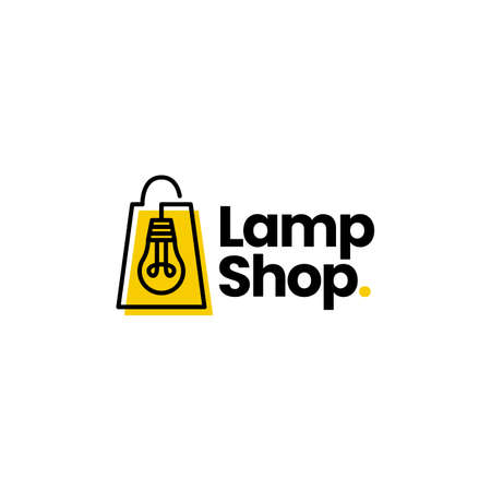 lamp bulb light shop shopping bag  icon illustrationのイラスト素材