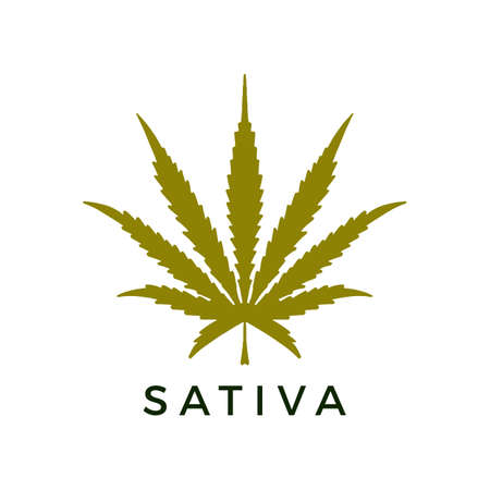 sativa cannabis logo vector icon illustrationのイラスト素材