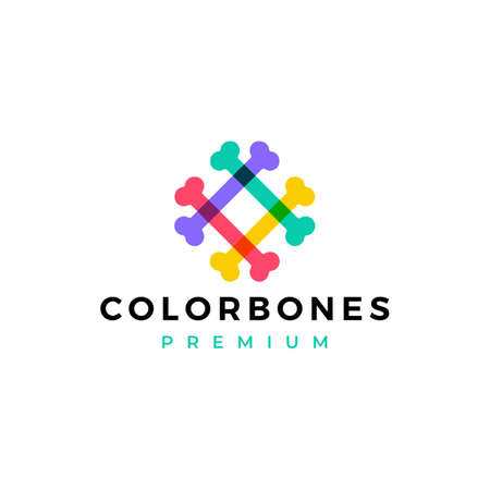 color bone dog food  icon illustrationのイラスト素材