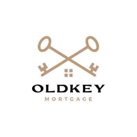 old key cross house home mortgage real estate logo vector icon illustrationのイラスト素材